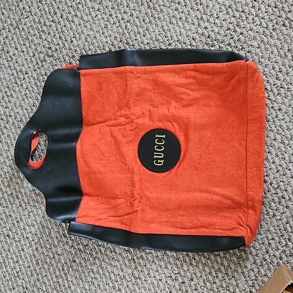 Vintage Gucci felt shopping tote bag orange black